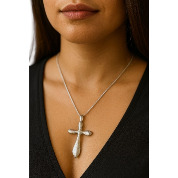 Brighton Jewelry - Brighton Silver Cross Pendant With Crystals Necklace Pendant 2.25" x 1.5"